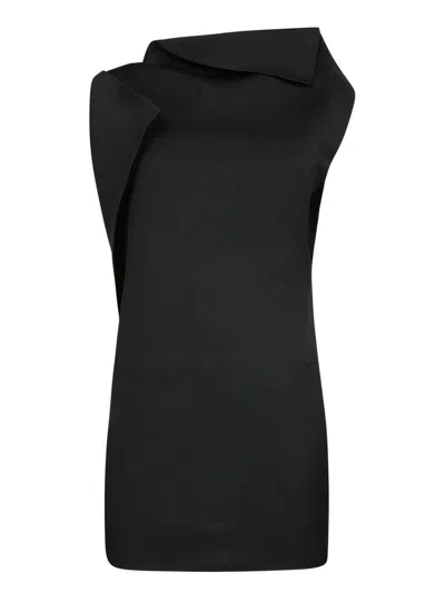 JACQUEMUS JACQUEMUS BLACK ASYMMETRIC SHORT DRESS LA MINI ROBE