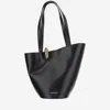 Jacquemus The Medium Bambola Asymmetric Leather Bucket Bag In Black