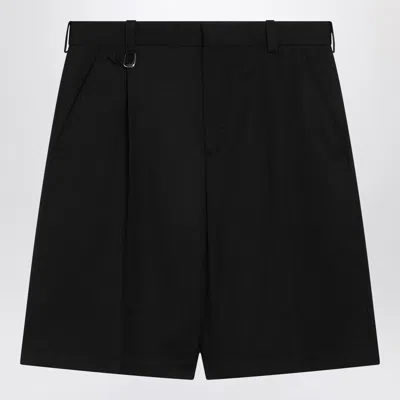 Jacquemus Melo Straight-leg Pleated Grain De Poudre Wool Bermuda Shorts In Black
