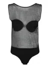 Jacquemus Black Bodysuit With Daring Open Back In Grey