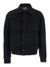 Jacquemus Black Jacket With Classic Collar And Dropped Shoulders In Wool Man In Blue
