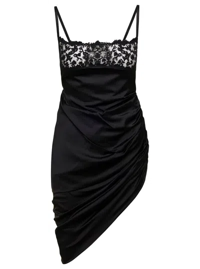 JACQUEMUS JACQUEMUS WOMEN BLACK BRODÉÈ  'LA SAUDADE' MINI DRESS IN SATIN WOMAN