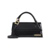 Jacquemus Black Brusched Leather Le Chiquito Long Boucle Handbag In Black