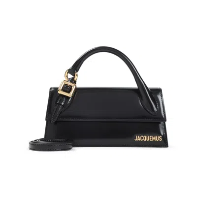 Jacquemus Black Brusched Leather Le Chiquito Long Boucle Handbag