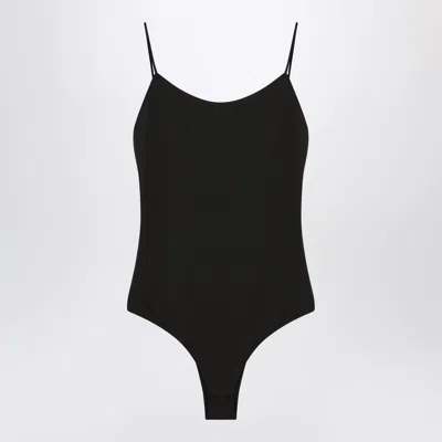 Jacquemus Black Cabana Swimsuit With Ruffles In Animal Print