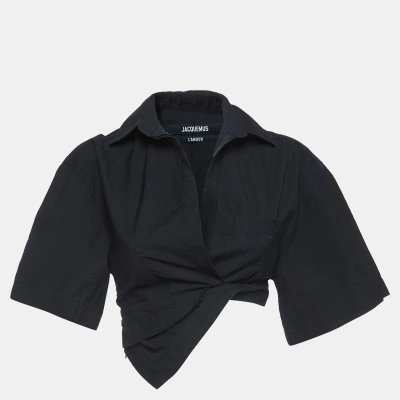 Pre-owned Jacquemus Black Cotton Asymmetric Crop Shirt S