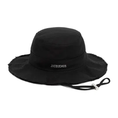 Jacquemus Le Bob Artichaut Logo Bucket Hat In Black
