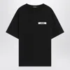 Jacquemus Black Crewneck T-shirt With Logo Detail In Black