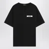Jacquemus Black Crewneck T-shirt With Logo Detail In Black