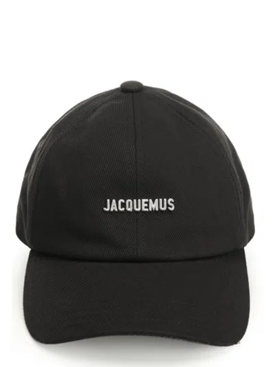 Jacquemus Black Cotton Logo Cap With Adjustable Back Closure