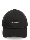 Jacquemus Black Cotton Logo Cap With Adjustable Back Closure In Black