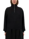 Jacquemus Grosgrain Sweatshirt With Turtleneck And Half-zip Closure In Black
