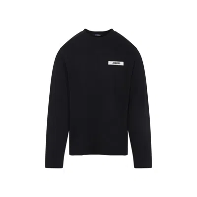 Jacquemus Le T-shirt Gros Grain Manches Longues In Black