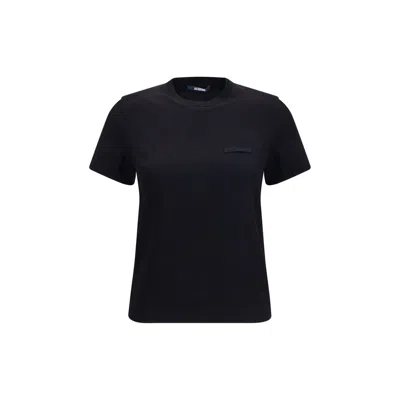 Jacquemus Womens Black Le T-shirt Grosgrain-logo Cotton-jersey T-shirt