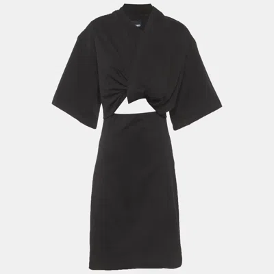 Pre-owned Jacquemus Black Cotton Twisted The Bahia T-shirt Dress L