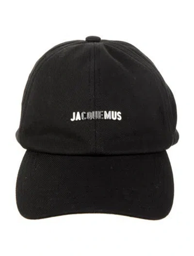 Pre-owned Jacquemus Black Cotton With Silver Toned Logo Baseball Cap