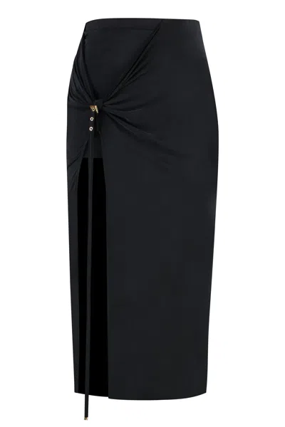Jacquemus Black Croissant Midi Skirt With Side Slit For Women