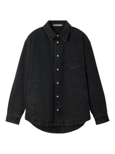 JACQUEMUS BLACK DENIM BUTTON UP SHIRT