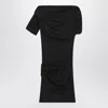 Jacquemus Asymmetrical One-shoulder Bodycon Mini Dress With Ruched Sleeve In Black