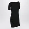 Jacquemus Asymmetric Draped Mini Dress In Black