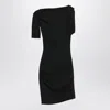 Jacquemus Asymmetric Draped Mini Dress In Black