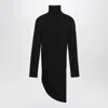 Jacquemus Short Dress With Asymmetric Hem And Ruched Detailing In Black