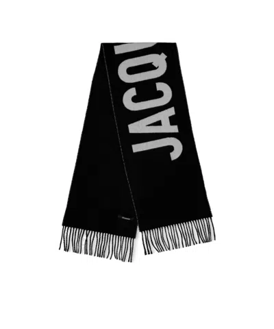 Jacquemus Black Fringed Scarf In Blue