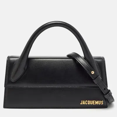 Pre-owned Jacquemus Black Glossy Leather Long Le Chiquito Top Handle Bag
