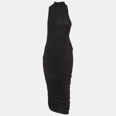 Jacquemus Black Jersey Ruched La Robe Piazza Midi Dress