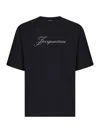 Jacquemus Relaxed Fit Black T-shirt With Cursive Script Logo In Black