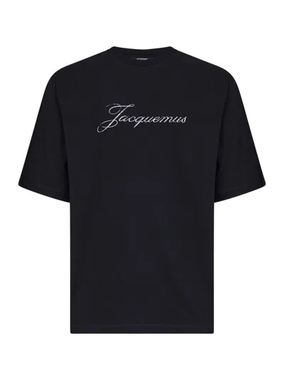JACQUEMUS BLACK JERSEY THE JACQUEMUS LOGO-PRINTED T-SHIRT