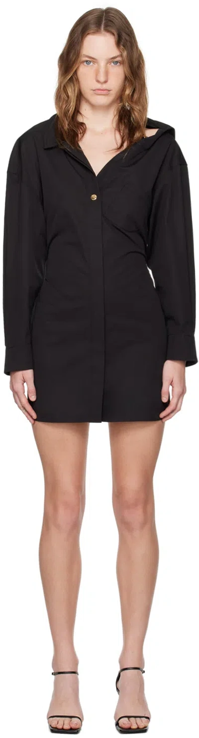JACQUEMUS BLACK LA CASA 'LA MINI ROBE CHEMISE' MINIDRESS