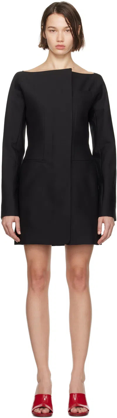 Jacquemus The Spalla Wool And Silk-blend Mini Dress In Black