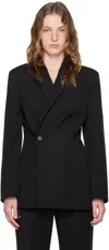 Jacquemus Tibau Asymmetric Double-breasted Grain De Poudre Wool Blazer In 990 Black