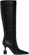 Jacquemus Les Bottes Bisou Black Boots With Geometric Heel In Leather Woman In 990 Black