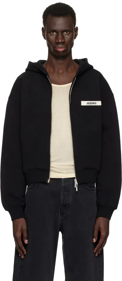 JACQUEMUS BLACK LA CASA 'THE GROS GRAIN ZIPPED' HOODIE