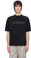 Jacquemus 'le T-shirt Typo' Black Crewneck T-shirt With Logo Lettering On The Front In 990 Black