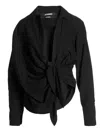 Jacquemus Les Sculptures Relaxed Bahia Shirt With Bow In Black