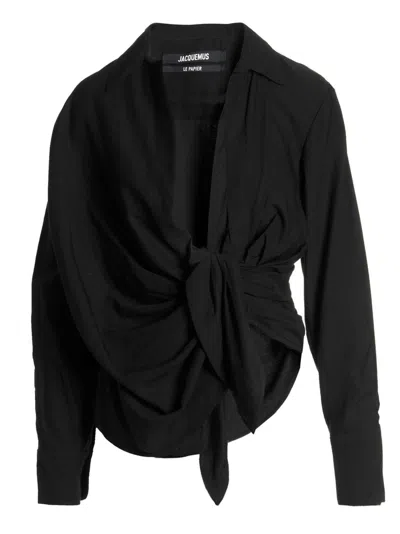 JACQUEMUS BLACK LA CHEMISE BAHIA SHIRT