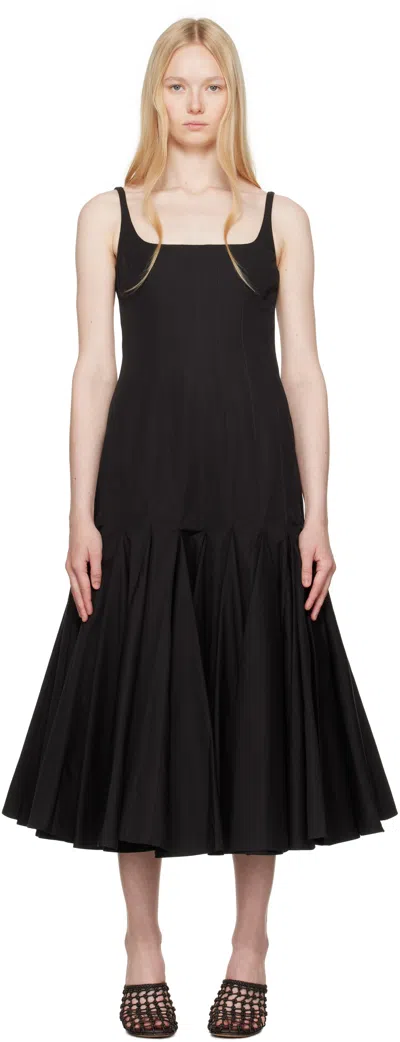 Jacquemus Fitted Black Dress With Pleated Skirt