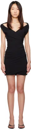 Jacquemus Rita Draped Gathered Crepe De Chine Mini Dress In Black