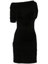 Jacquemus La Mini Robe Drapeado Asymmetric Draped Stretch-jersey Mini Dress In Black