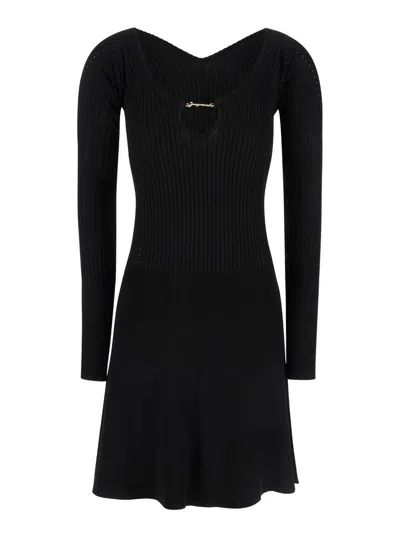 Jacquemus Black 'la Mini Robe Pralu' Mini Dress In Viscose Woman