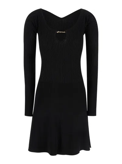 JACQUEMUS BLACK 'LA MINI ROBE PRALU' MINI DRESS IN VISCOSE WOMAN