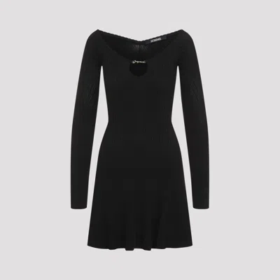 JACQUEMUS BLACK LA MINI ROBE PRALU VISCOSE MINI DRESS