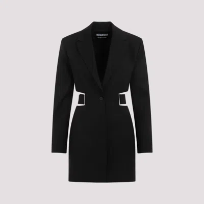 Jacquemus La Robe Bari Black Wool Mini Dress