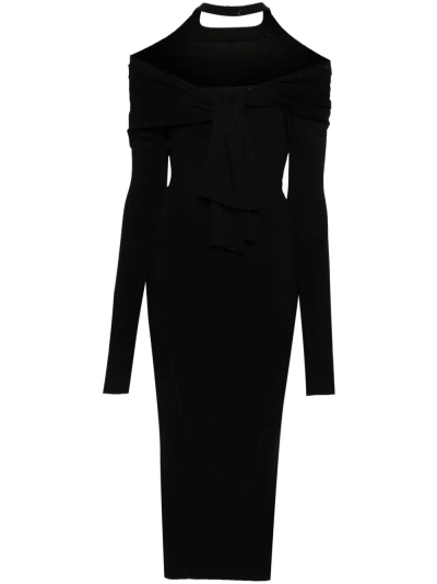 JACQUEMUS BLACK LA ROBE DOBLE MIDI DRESS