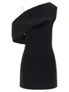 Jacquemus Asymmetric One Shoulder Mini Dress In Black