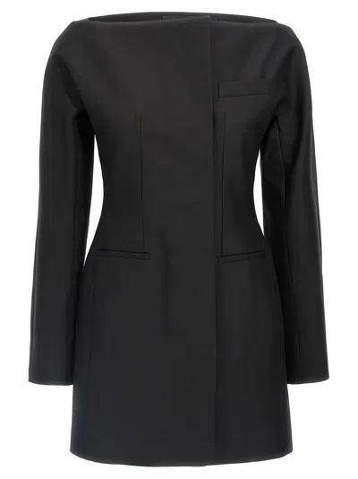 Jacquemus The Spalla Wool And Silk-blend Mini Dress In Black