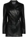 Jacquemus Tibau Double-breasted Leather Jacket In Black